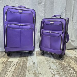 2 PC Set FLY ZONE Purple Suitcase Bag Luggage